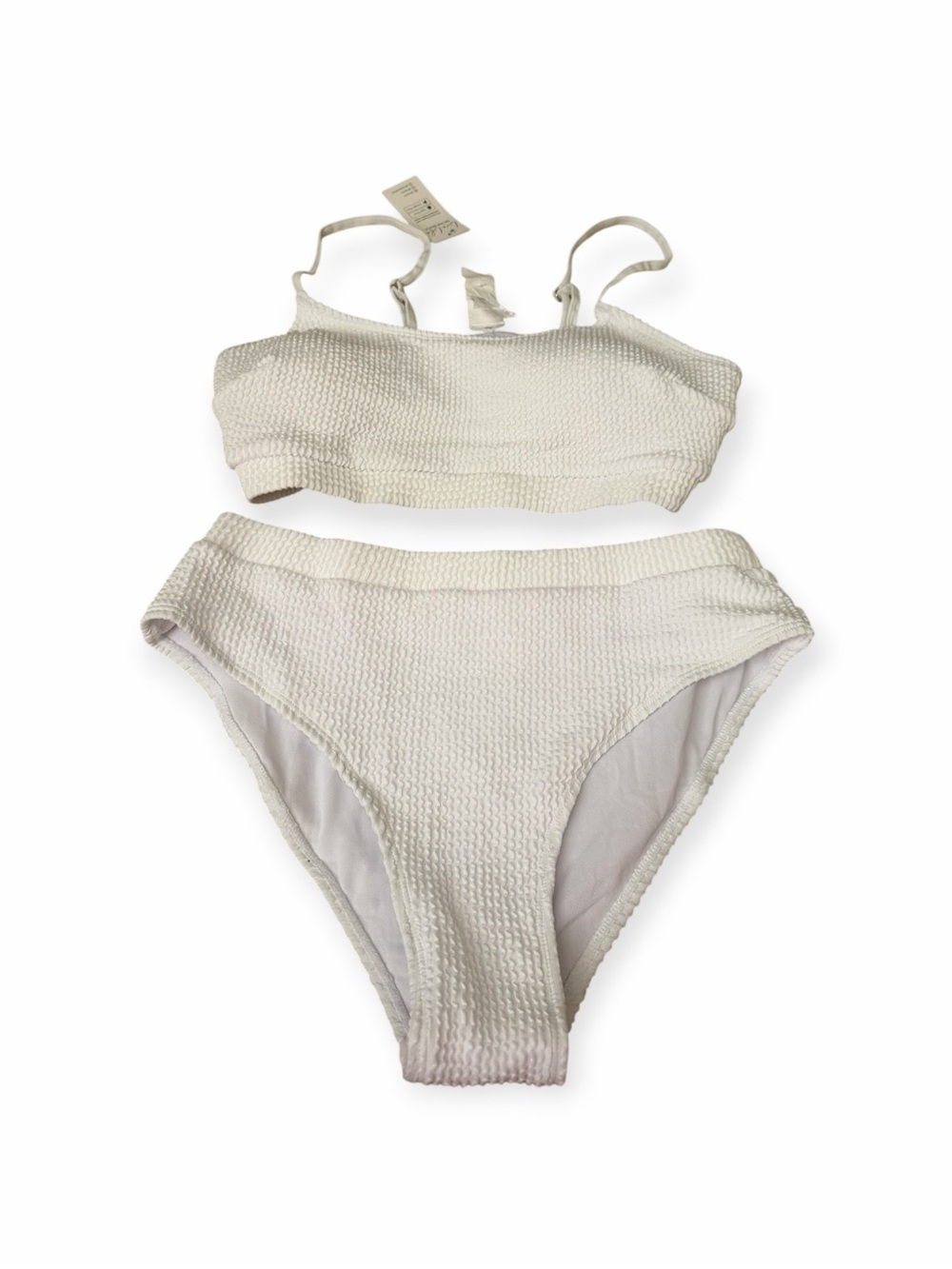 Cupshe White Textured High Waisted Bikini Set Medium NWT
